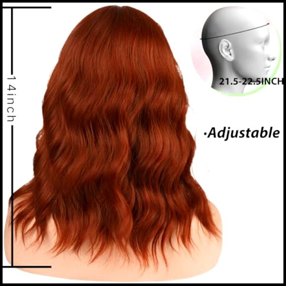Synthetic Bob Wig Heat Resistant Loose Wavy With Bangs Shoulder Length